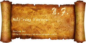 Nánay Ferenc névjegykártya